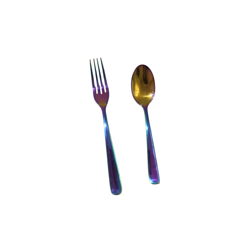 Cambridge Rainbow Titanium Flatware Set 2pc Iridescent Fork Spoon 2019‎